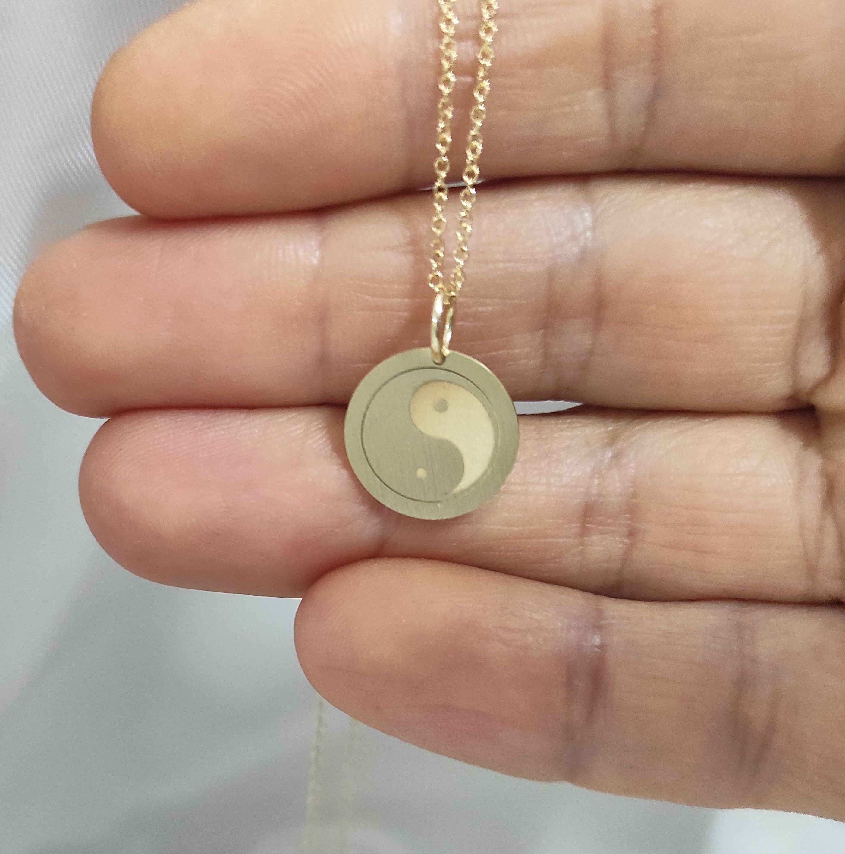 Ying Yang Necklace 14K Gold Pendant Ying Yang Jewelry Etsy