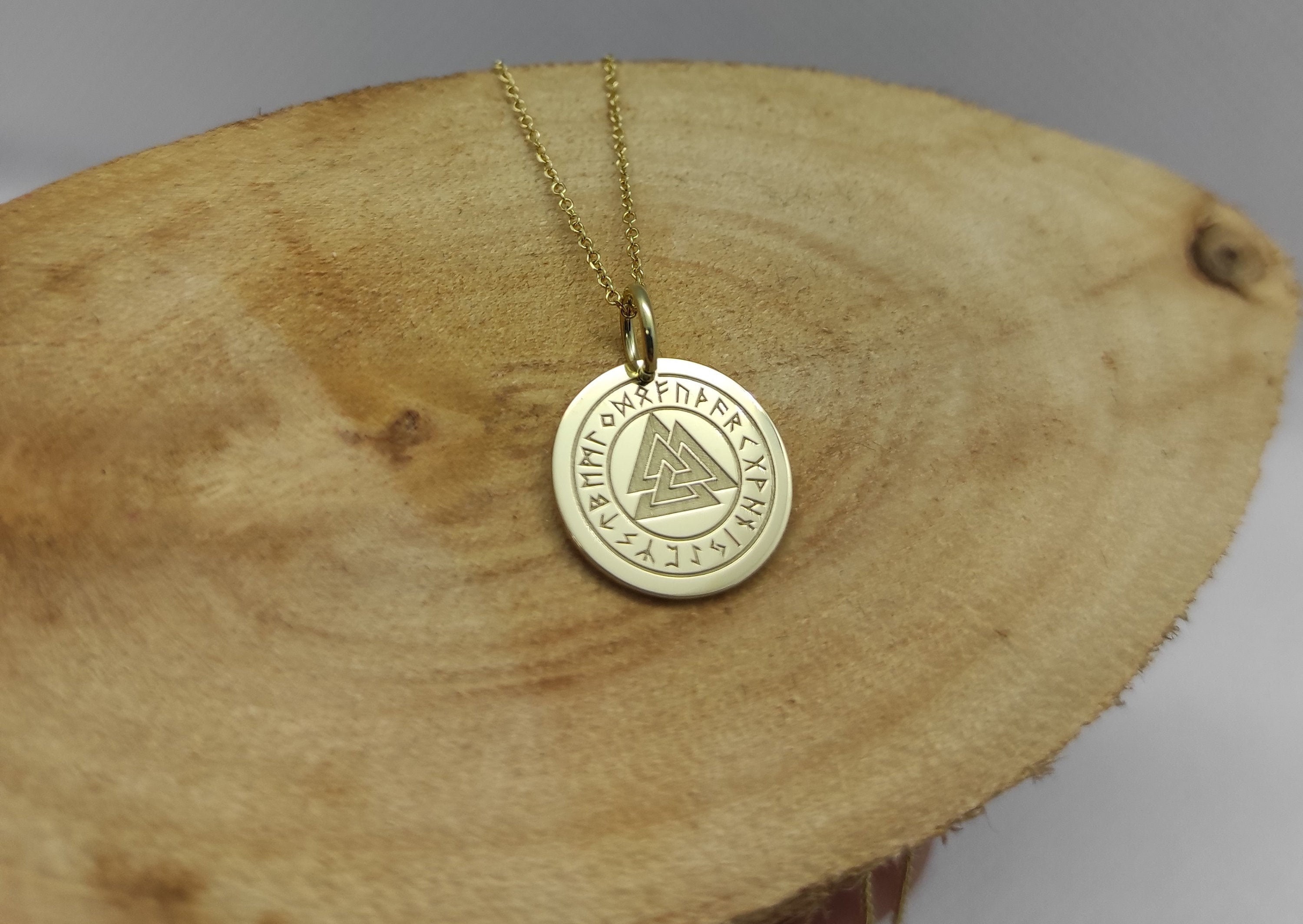 Viking Necklace 14K Solid Gold Pendant Pagan Pendant Gold Etsy