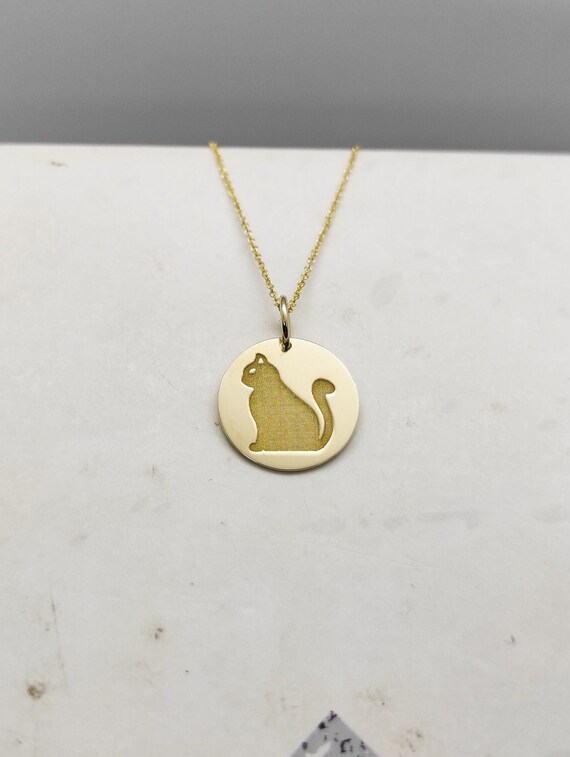 Cat Necklace, Yellow Gold Necklace, Cat Jewelry, Cat Charm, Kitty Necklace, Cat Lover Gift, Minimalist Cat, Cat Gifts, Gold Pendant Necklace