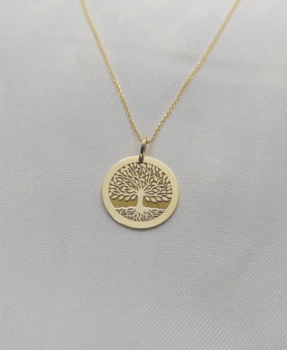 Tree Necklace 14K Gold Pendant Tree of 