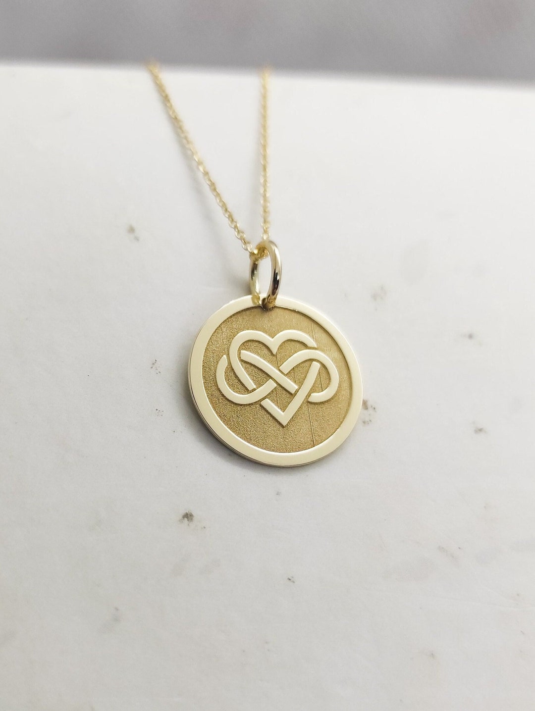 Infinity Heart Necklace, 14K Gold Pendant, Ininite Love Charm, Forever ...