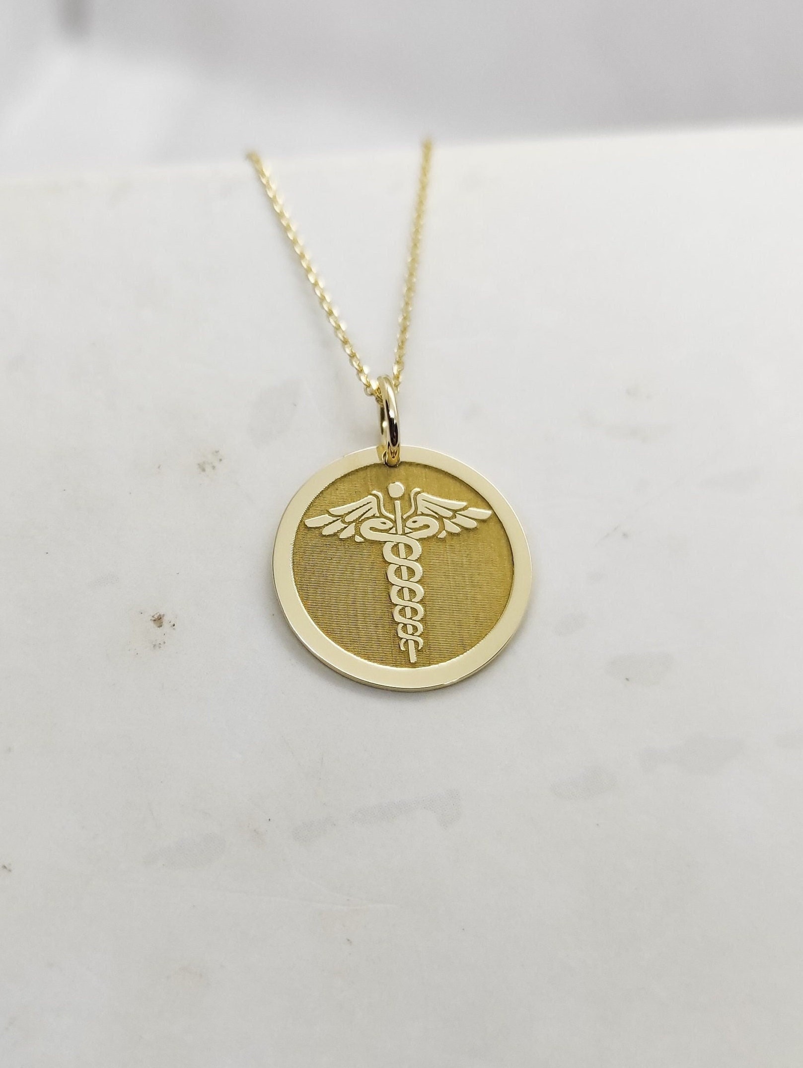 Medic Necklace, 14K Solid Gold Pendant, Nurse Necklace, Doctor Necklace, Medical Alert Pendant, Graduation Gift, Medical Gift, Nurse Gift