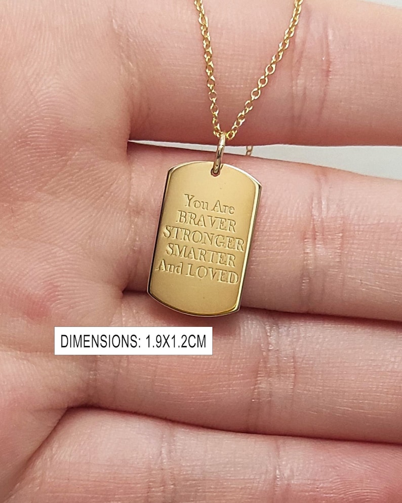 Tag Necklace Engraved Necklace Gold Tag Necklace Gift for Her Personalized Gift 14K Gold Necklace Gold Coin Pendant Dog Tag Pendant