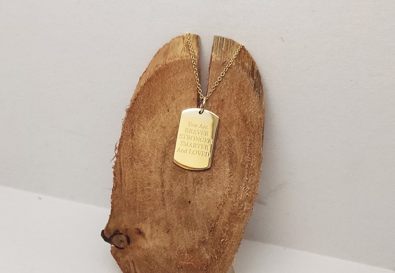 Tag Necklace Engraved Necklace Gold Tag Necklace Gift for Her Personalized Gift 14K Gold Necklace Gold Coin Pendant Dog Tag Pendant
