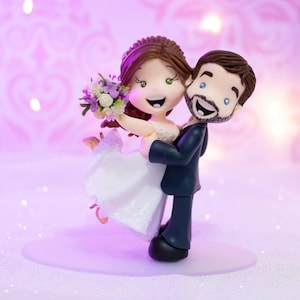 Fully Personalized Wedding Cake Topper Figurines - Bride and Groom Figurines - Personalized Cold Porcelain Clay Cake Topper and Keepsake