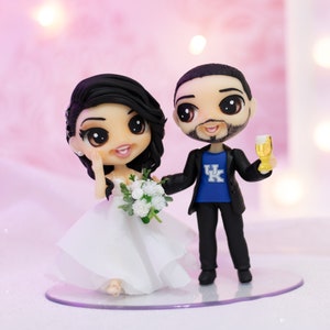 Fully Personalized Wedding Cake Topper Figurines - Bride and Groom Figurines - Personalized Cold Porcelain Clay Cake Topper and Keepsake