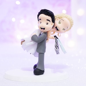 Fully Personalized Wedding Cake Topper Figurines - Bride and Groom Figurines - Personalized Cold Porcelain Clay Cake Topper and Keepsake