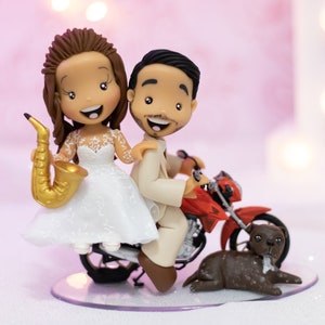 Fully Personalized Wedding Cake Topper Figurines - Bride and Groom Figurines - Personalized Cold Porcelain Clay Cake Topper and Keepsake