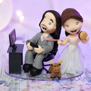 Maßgeschneiderte Geek Hochzeitstorte Topper - Gamer Hochzeitstorte Braut und Bräutigam - Gamer Figuren Paar - Gamer Hochzeitstorte Topper - Geek Hochzeitstorte Topper
