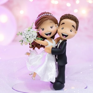 Fully Personalized Wedding Cake Topper Figurines - Bride and Groom Figurines - Personalized Cold Porcelain Clay Cake Topper and Keepsake