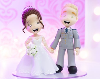 Fully Personalized Wedding Cake Topper Figurines - Bride and Groom Figurines - Personalized Cold Porcelain Clay Cake Topper and Keepsake