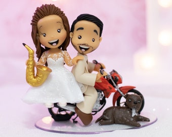 Fully Personalized Wedding Cake Topper Figurines - Bride and Groom Figurines - Personalized Cold Porcelain Clay Cake Topper and Keepsake