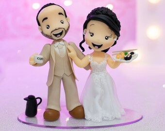 Fully Personalized Wedding Cake Topper Figurines - Bride and Groom Figurines - Personalized Cold Porcelain Clay Cake Topper and Keepsake