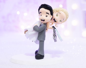 Fully Personalized Wedding Cake Topper Figurines - Bride and Groom Figurines - Personalized Cold Porcelain Clay Cake Topper and Keepsake