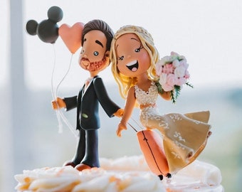 Custom Wedding Cake Topper Bride and Groom Figurines, Personalized Wedding Gift & Keepsake, Adventure and Travel Customized Wedding Ornament