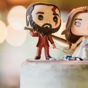 Geek and Gamer Wedding Cake Topper - Fully Personalized Bride and Groom Figurines - Custom Cold Porcelain Keepsake for Nerdy Couples