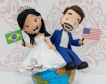 Fully Personalized Wedding Cake Topper Figurines - Bride and Groom Figurines - Personalized Cold Porcelain Clay Cake Topper and Keepsake