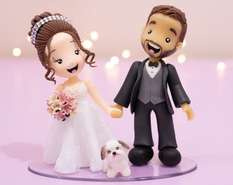 Wedding Cake Topper Personalized Wedding Cake Topper With Pets Dog Wedding Cake Toppers Custom Wedding Cake Topper With Dog Cat Cake Topper