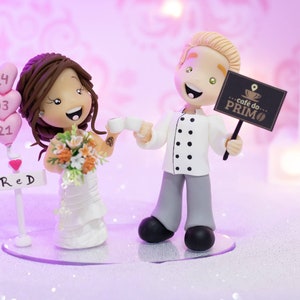 Fully Personalized Wedding Cake Topper Figurines - Bride and Groom Figurines - Personalized Cold Porcelain Clay Cake Topper and Keepsake