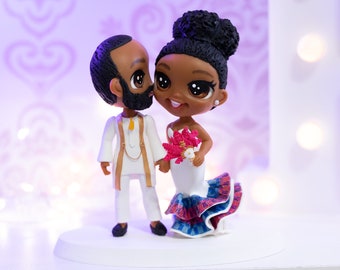 Fully Personalized Wedding Cake Topper Figurines - Bride and Groom Figurines - Personalized Cold Porcelain Clay Cake Topper and Keepsake