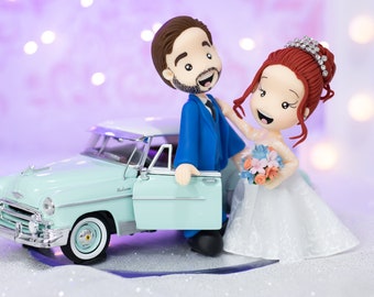 Fully Personalized Wedding Cake Topper Figurines - Bride and Groom Figurines - Personalized Cold Porcelain Clay Cake Topper and Keepsake