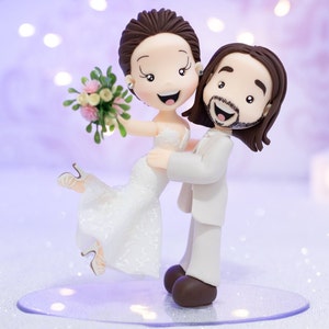 Fully Personalized Wedding Cake Topper Figurines - Bride and Groom Figurines - Personalized Cold Porcelain Clay Cake Topper and Keepsake
