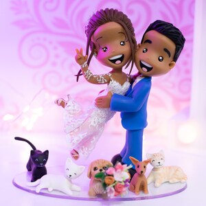 Fully Personalized Wedding Cake Topper Figurines - Bride and Groom Figurines - Personalized Cold Porcelain Clay Cake Topper and Keepsake