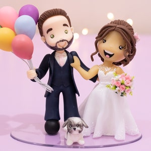 Fully Personalized Wedding Cake Topper Figurines - Bride and Groom Figurines - Personalized Cold Porcelain Clay Cake Topper and Keepsake