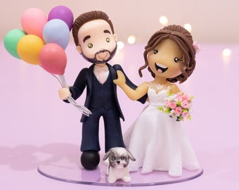 Fully Personalized Wedding Cake Topper Figurines - Bride and Groom Figurines - Personalized Cold Porcelain Clay Cake Topper and Keepsake