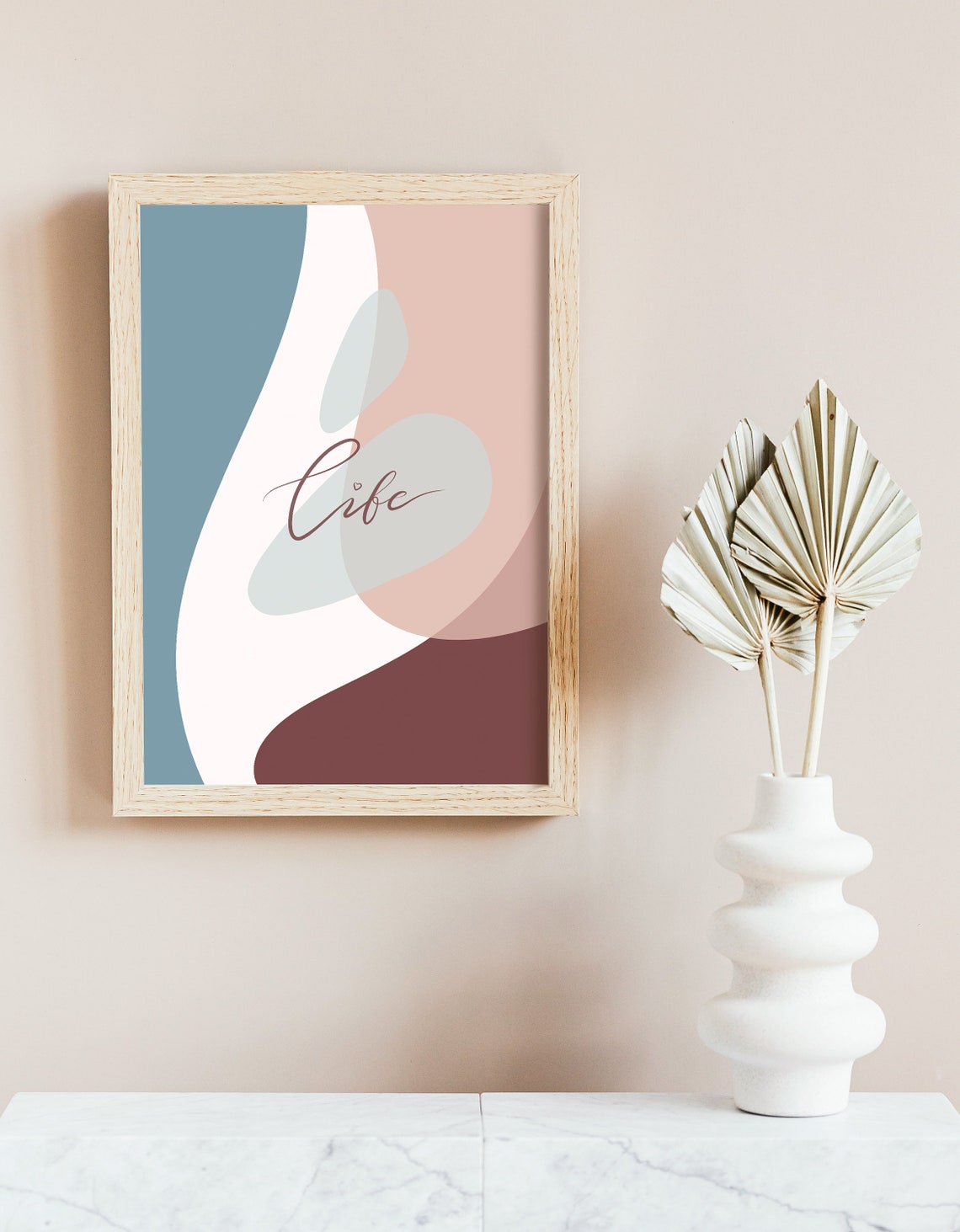 Word Life Print/ Word Life Wall Art/ Abstract Shapes Print/ | Etsy