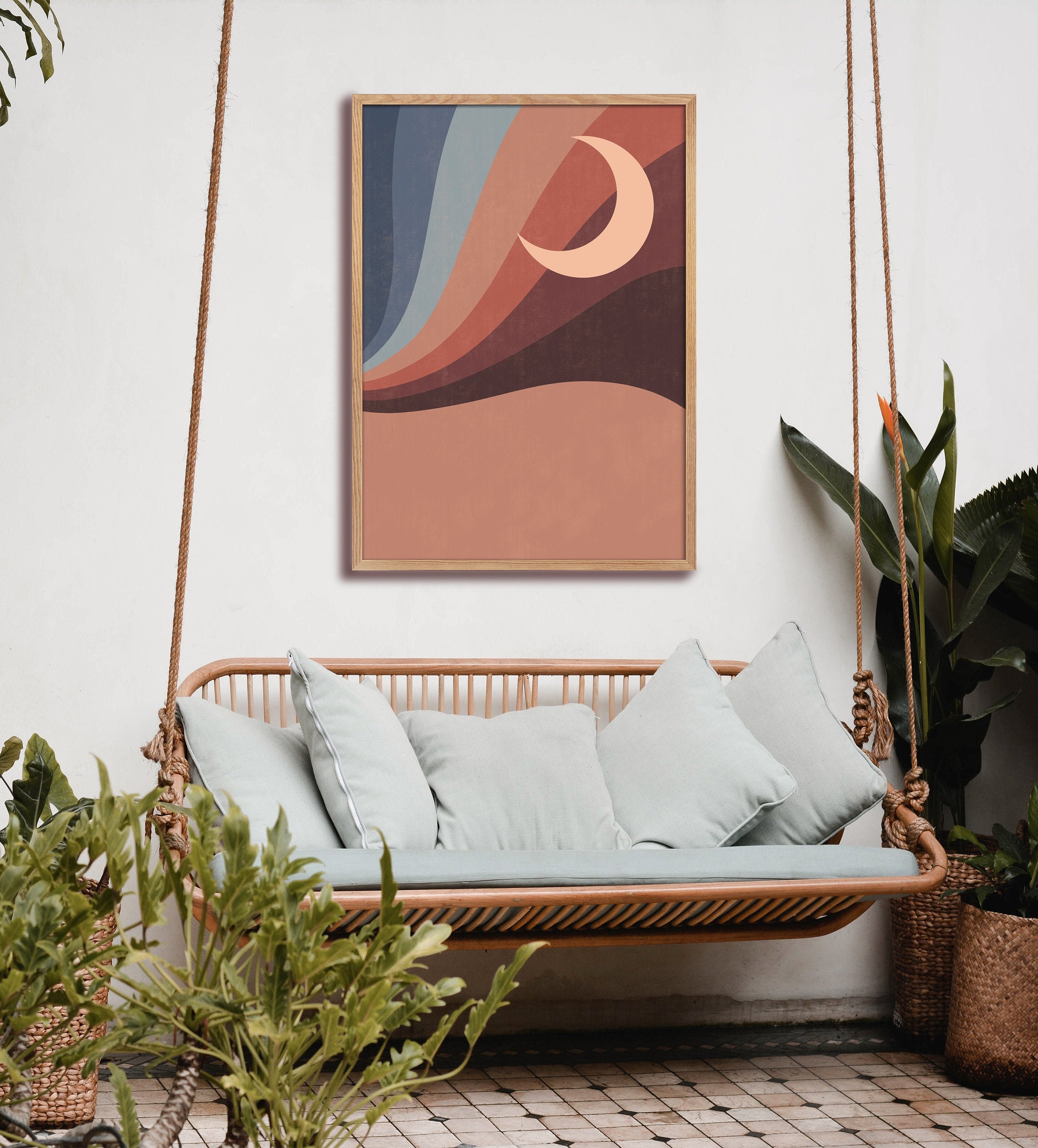 Abstract Moon Print/ Boho Moon Wall Art/ Boho Moon Print/ Etsy