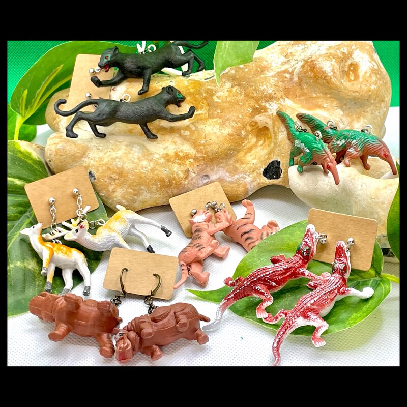 Animal Figurine Earrings - Etsy