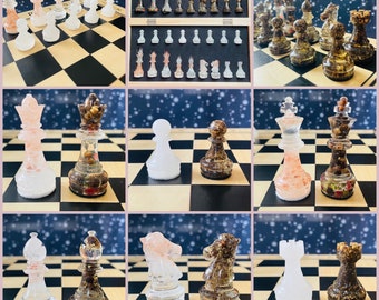 Salt vs Pepper Chess Set. Nemesis Chess. Unique creation. Artisan Chess set for chess masters. Original design chess armies wv folding board