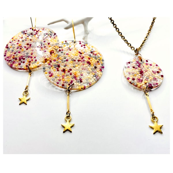 Sprinkles pendent & earrings. Matching candy necklace and earring set. Gift for her. Jewellery gift. Unusual gift. Gift set.
