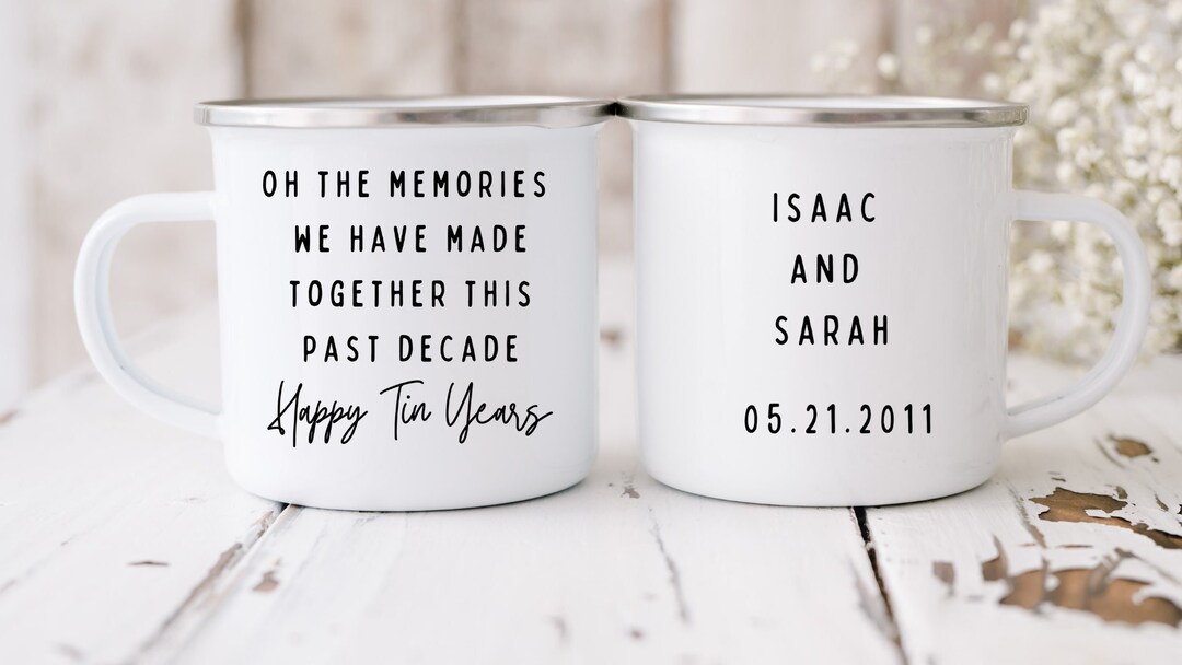 Happy Tin Years Anniversary Camper Mug Customizable Tin Year Etsy