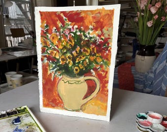 Original Watercolor Painting Floral Still Life