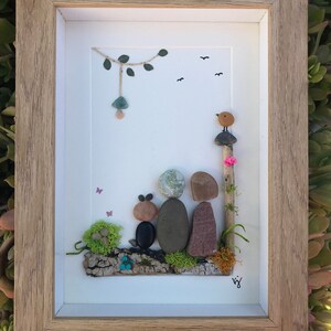 Personalized Pebble Art Family Handmade Picture. Christmas Birthday Mother, Father, Family new home and friends gift. Pebble art family 8x6