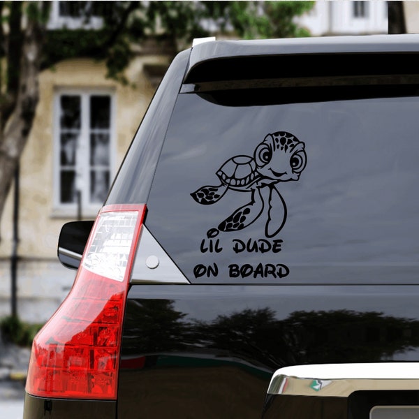 Baby on board vinyl decal, Lil Dude On Board decal