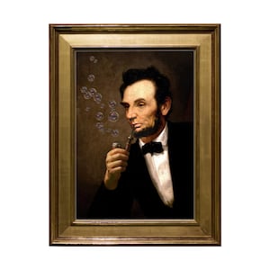 Grappige Abraham Lincoln Altered Art Print: portret pijpbellen, (digitale download)