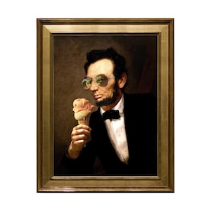 Digital Download Art, Abraham Lincoln, Ice Cream, Funny Altered Art, Gallery Wall Home Decor, Whimsical,  Multi sizes, INSTANT DOWNLOAD