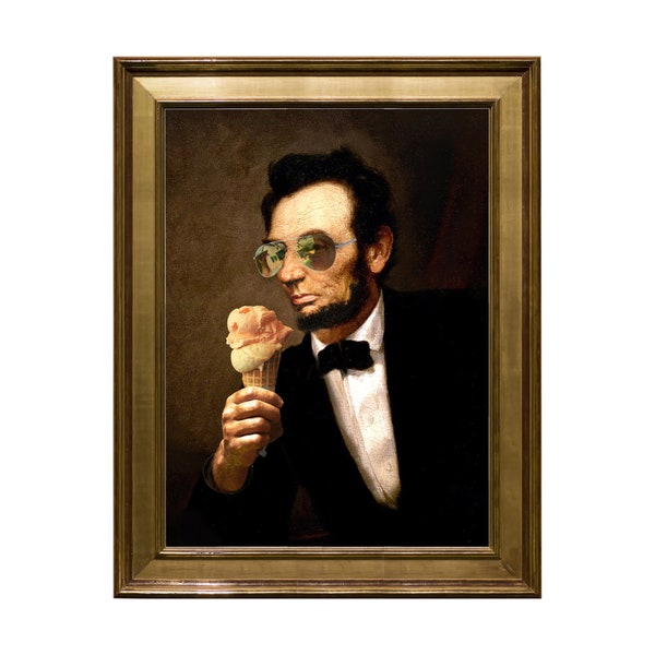 Digital Download Art, Abraham Lincoln, Ice Cream, Funny Altered Art, Gallery Wall Home Decor, Whimsical,  Multi sizes, INSTANT DOWNLOAD