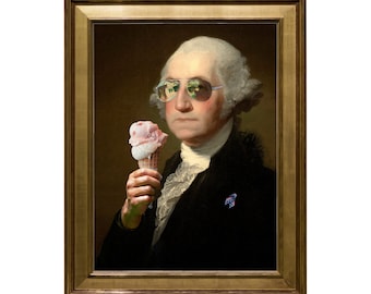 Digital Download Art, George Washington, Ice Cream, Gallery Wall Art, Funny Alter Art, Home Decor, Whimsical, Multi Sizes, INSTANT DOWNLOAD