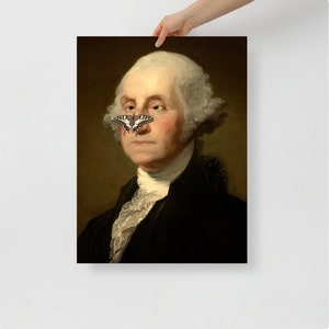 Funny Altered Art Giclee Print| George Washington| Home Decor| Whimsical Fantasy| Altered Vintage Portrait| Print On Demand| FREE SHIPPING