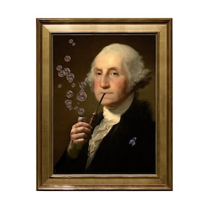 Lámina artística de George Washington soplando burbujas: Mural de galería caprichoso (descarga digital)
