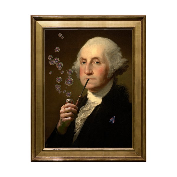 Digital Download Art, George Washington, Blowing Bubbles, Gallery Wall Art, Alter Art, Home Decor, Whimsical, Multi Sizes, INSTANT DOWNLOAD