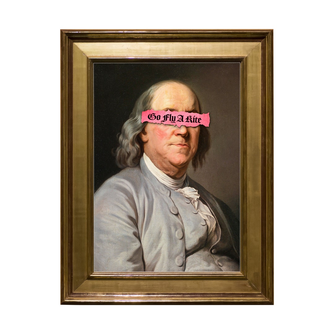 Funny Ben Franklin Portrait Art Print: Gallery Wall Decor (digital