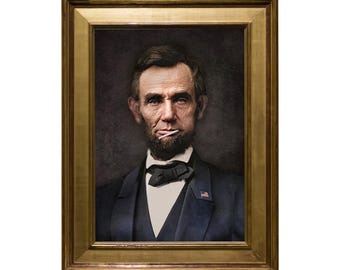 Impressão artística de Abraham Lincoln em forma de pirulito: Retrato alterado e engraçado (Download digital)