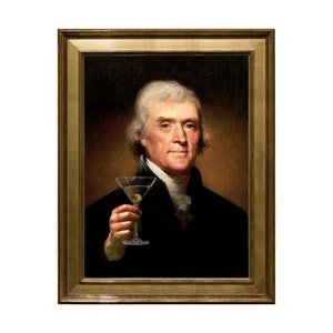 Thomas Jefferson Martini Art Print: Funny Altered Portrait (Digital Download)