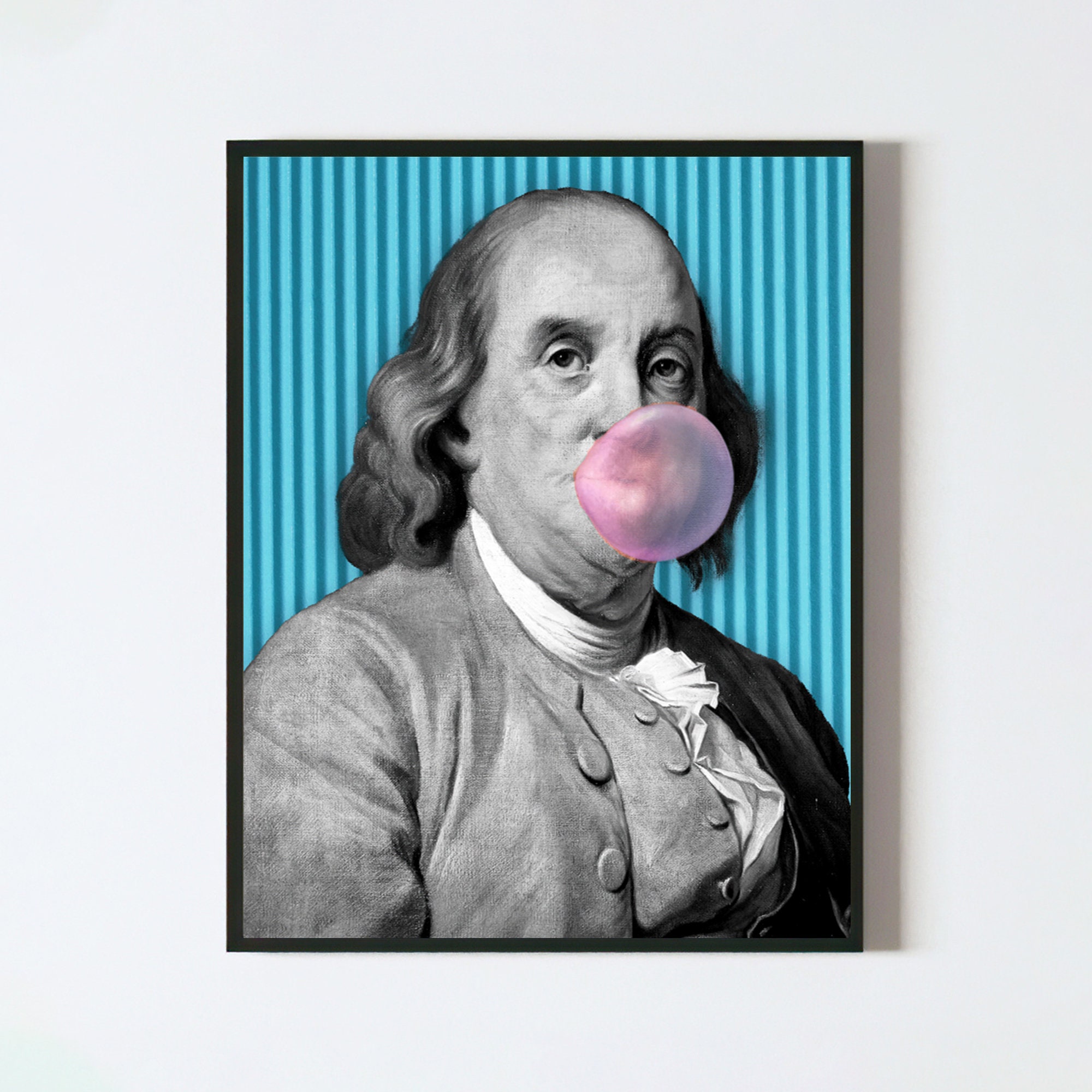 Ben Franklin Bubblegum Pop Art Print: Turquoise Gallery Wall