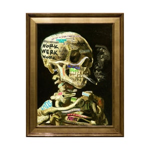 Digital Download Art, Van Gogh, Skull of a Skeleton, Cigarette Smoker Toker, Gallery Wall Art, Fun Alter Art Portrait, INSTANT DOWNLOAD